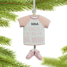 Personalized Promoted to Big Sister T-Shirt Christmas Ornament