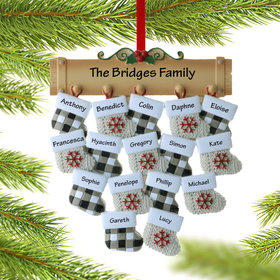 Personalized Family Of 16 Stockings Christmas Ornament