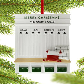 Personalized Mudroom Family Of 4 Christmas Ornament