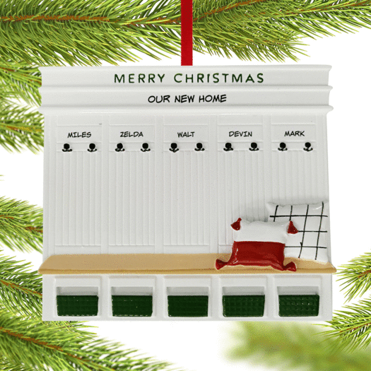 Personalized Mudroom New Home Family Of 5 Christmas Ornament