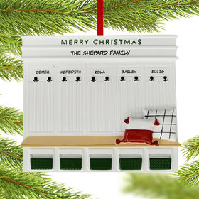 Personalized Mudroom Family Of 5 Christmas Ornament