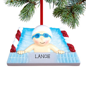 Personalized Swimming Boy Christmas Ornament