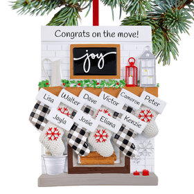Personalized Fireplace New Home Mantle Family Of 10 Christmas Ornament