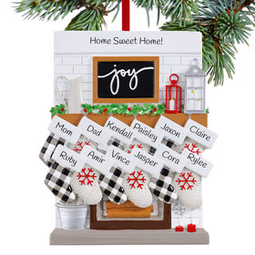 Personalized Fireplace New Home Mantle Family Of 12 Christmas Ornament