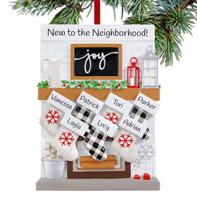 Personalized Fireplace New Home Mantle Family Of 7 Christmas Ornament