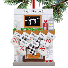 Personalized Fireplace Mantel Family Of 8 Christmas Ornament