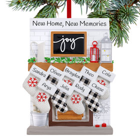 Personalized Fireplace New Home Mantle Family Of 9 Christmas Ornament
