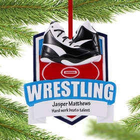 Personalized Wrestling Shield Christmas Ornament