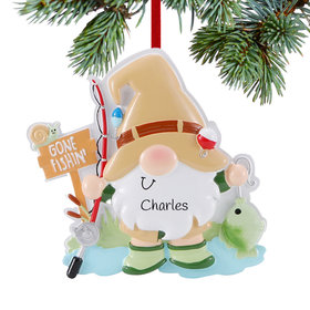 Personalized Gnome Fishing Christmas Ornament