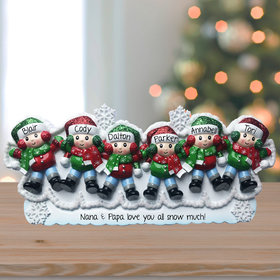 Personalized Snow Angel Family Of 6 Christmas Tabletop Ornament