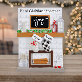 Personalized Fireplace Mantle Couples Tabletop Christmas Ornament