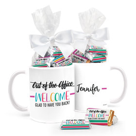 Personalized Rainbow Welcome Back 11oz Mug with approx. 24 Wrapped Hershey's Miniatures
