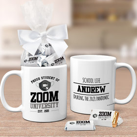 Quarantine Gifts Zoom University Personalized 11oz Coffee Mug with approx. 24 Wrapped Hershey's Miniatures