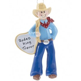 Personalized Cowboy with Bandana Christmas Ornament
