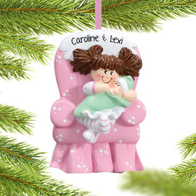 Personalized Big Sister with Baby in Pink Armchair Christmas Ornament