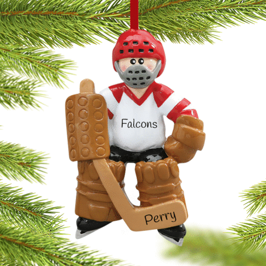 Personalized Hockey Goalie in Full Equipment Christmas Ornament