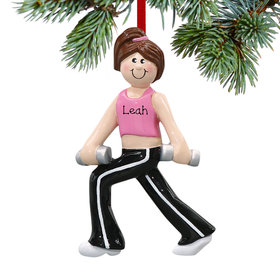 Personalized Weight Training Female Christmas Ornament