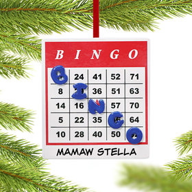 Personalized Bingo Card with Winning Bingo Diagonal Line Christmas Ornament