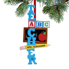 Personalized Teacher ABC Christmas Ornament