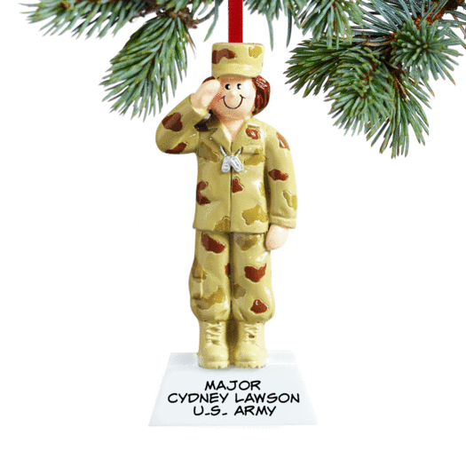 Personalized Army Female Christmas Ornament