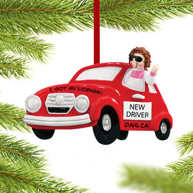 Personalized New Driver Girl Christmas Ornament