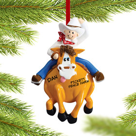 Personalized Cowboy on a Horse Christmas Ornament