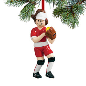 Personalized Softball Girl with Ball in Glove Christmas Ornament