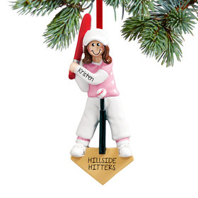 Personalized T-Ball Girl Christmas Ornament
