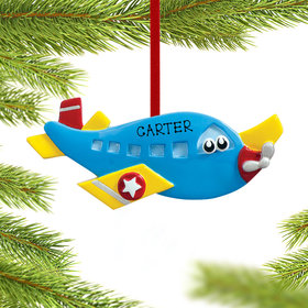 Personalized Airplane with Eyes Christmas Ornament