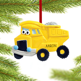 Personalized Dump Truck with Eyes Christmas Ornament