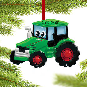 Personalized Tractor with Eyes Christmas Ornament