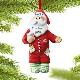 Personalized Santa in Pajamas with Milk & Cookie Christmas Ornament