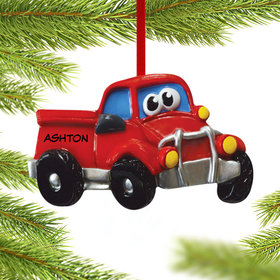 Personalized Pickup Truck with Eyes Christmas Ornament
