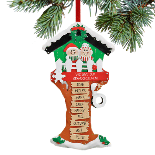 Tree House 9 Names Grandparents Christmas Ornament