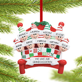 Bed Family of 9 Grandparents Christmas Ornament