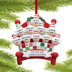 Bed Family of 10 Grandparents Christmas Ornament
