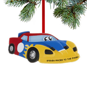 Personalized Race Car with Eyes Christmas Ornament