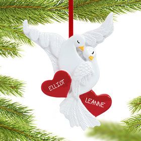 Personalized Love Doves Couple Christmas Ornament