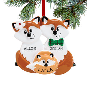 Personalized Fox Family of 3 Christmas Ornament