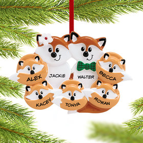 Personalized Fox Family of 7 Christmas Ornament