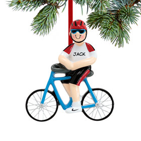 Personalized Cyclist Boy Christmas Ornament