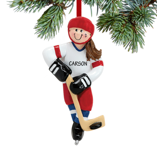 Personalized Hockey Girl Christmas Ornament