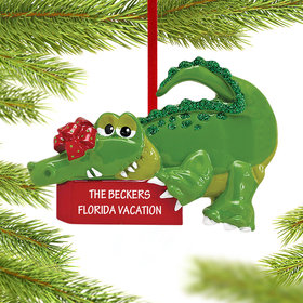 Personalized Green Alligator Christmas Ornament