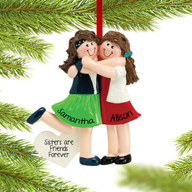 Personalized Two Friends or Sisters Christmas Ornament
