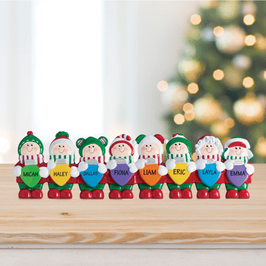 Personalized Christmas Lights Tabletop Family of 8 Christmas Ornament