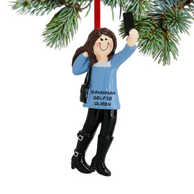 Personalized Selfie Girl Christmas Ornament