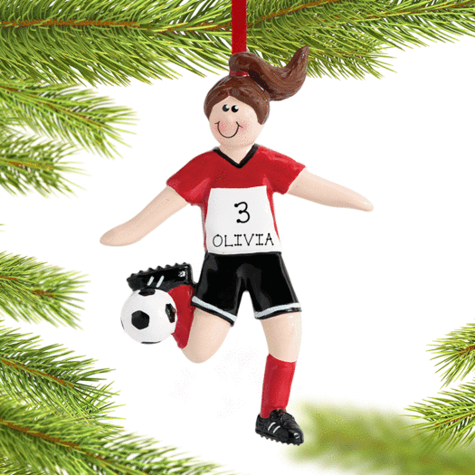 Personalized Soccer Girl Black Shorts Christmas Ornament