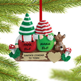 Personalized Idle Elves Couple Christmas Ornament