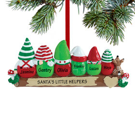 Personalized Idle Elves Family of 6 Christmas Ornament