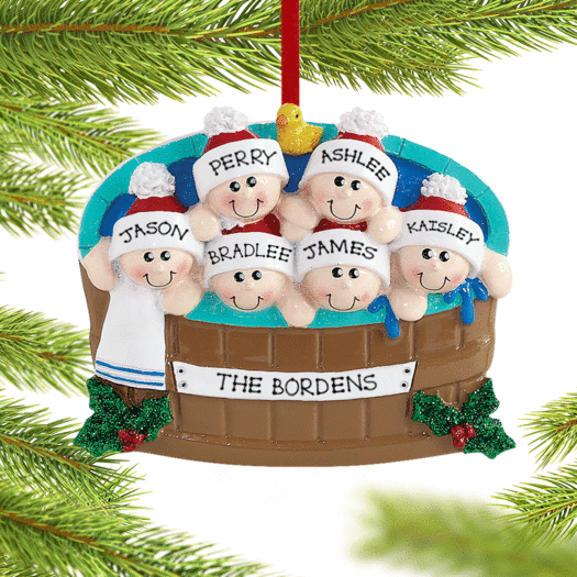 Personalized Hot Tub Family of 6 Christmas Ornament